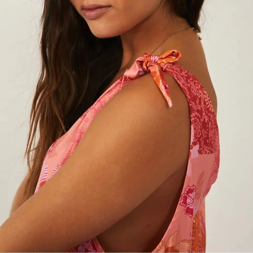 NWOT Free People Tied To You Tank in Lemonade Combo Sz S